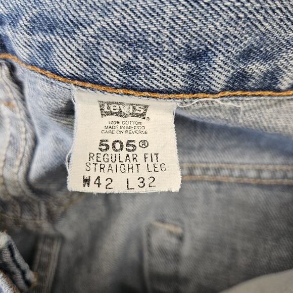 Vintage Levi's 505 Jeans Men 42(40)x32 Light Wash Regular Fit Straight Y2K Denim - Picture 7 of 15
